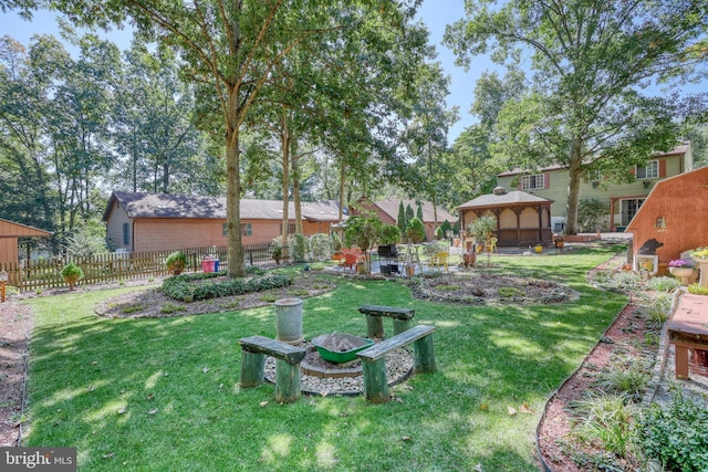 view of yard with a gazebo