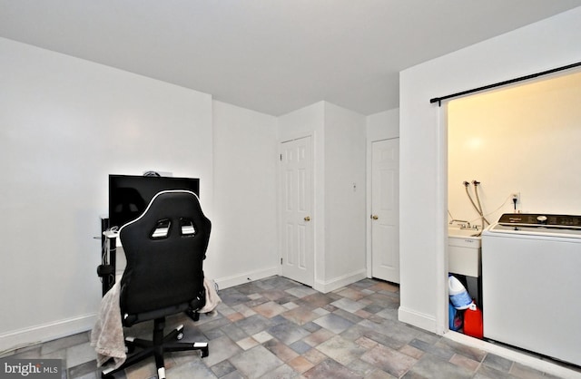 office space with washer / clothes dryer