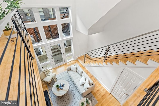 living room with hardwood / wood-style flooring