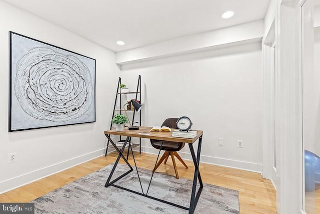 office featuring hardwood / wood-style flooring