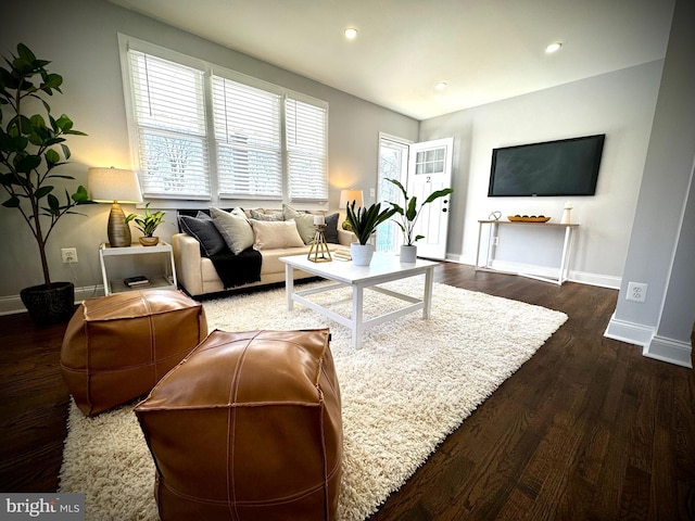 living room featuring dark hardwood / wood-style floors