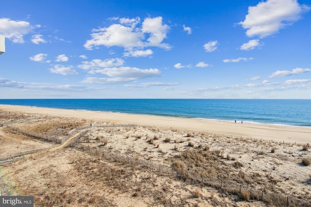 view of water feature featuring a view of the beach