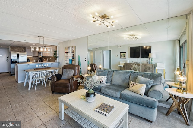 view of tiled living room