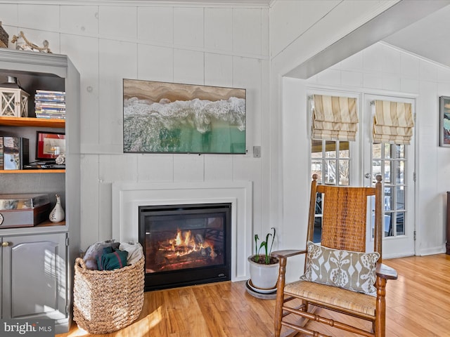 living area with wood-type flooring