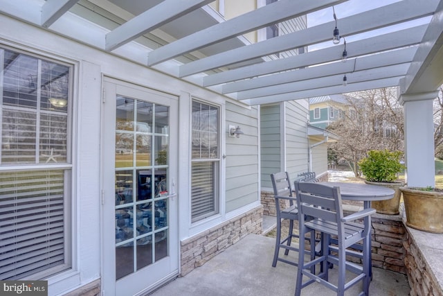 view of patio / terrace featuring a pergola