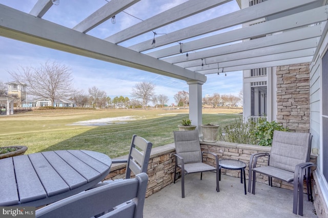 view of patio / terrace featuring a pergola