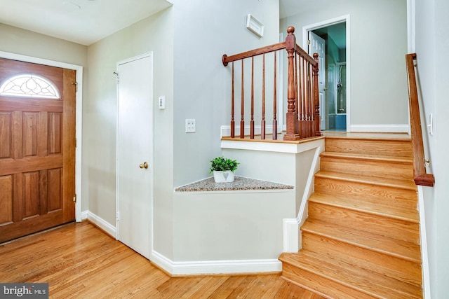 entryway featuring hardwood / wood-style flooring