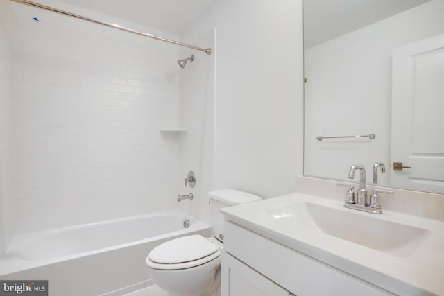 full bathroom featuring vanity, shower / tub combination, and toilet