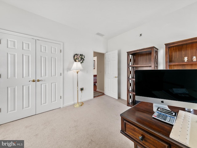 office featuring light colored carpet