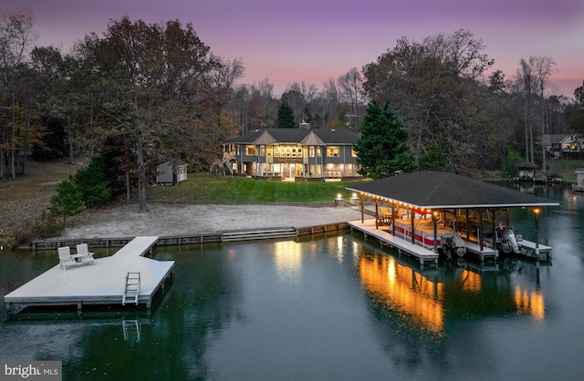 view of dock featuring a water view