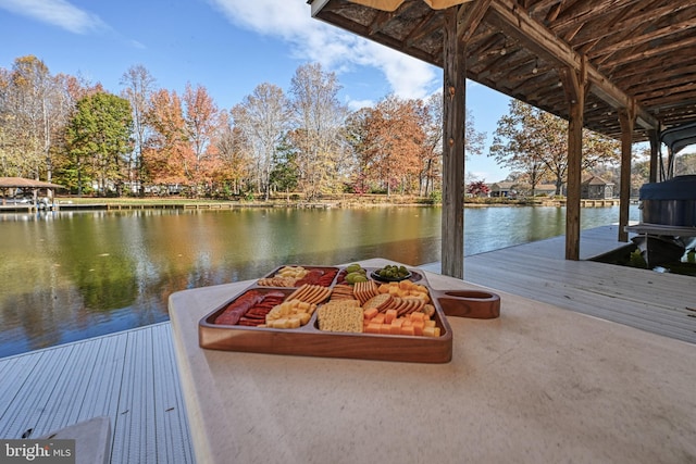 dock area featuring a water view