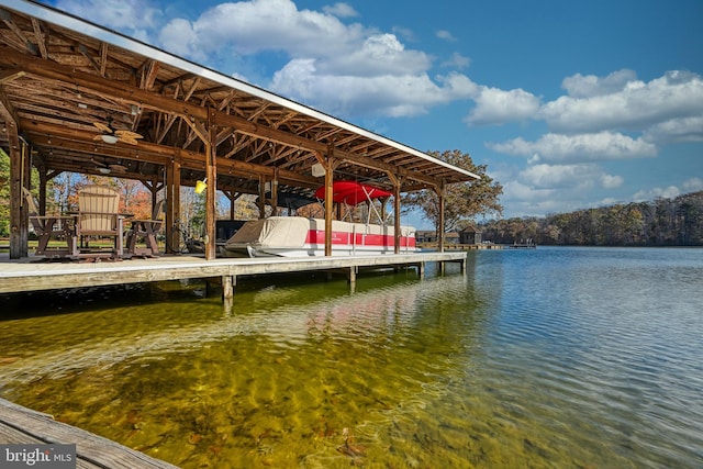 view of dock featuring a water view