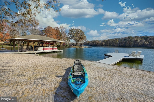 view of dock featuring a water view