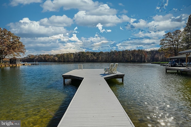 view of dock featuring a water view