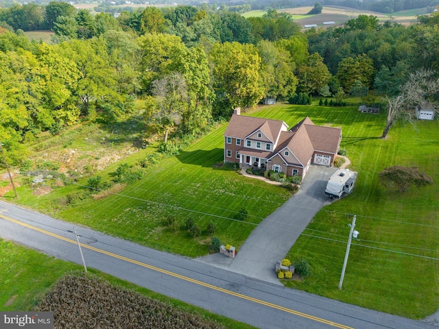 bird's eye view with a rural view