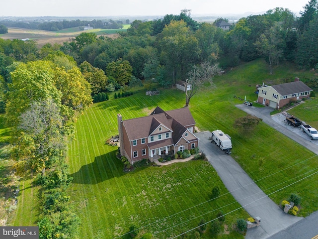 aerial view with a rural view