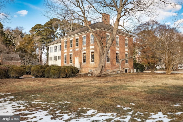 view of snow covered building