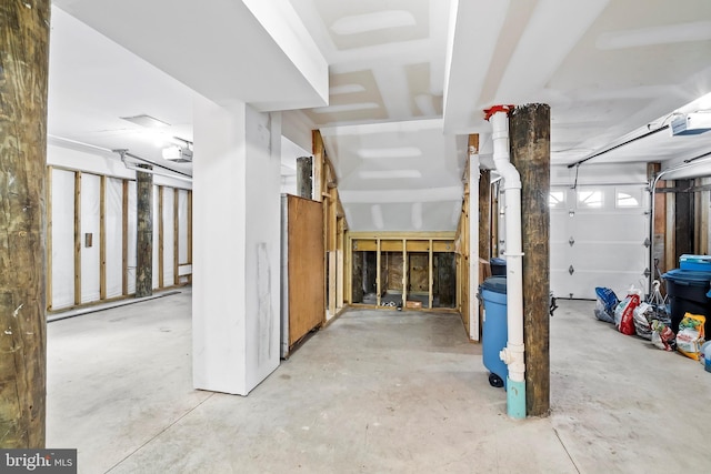 interior space featuring a garage door opener