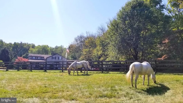 view of yard with a rural view