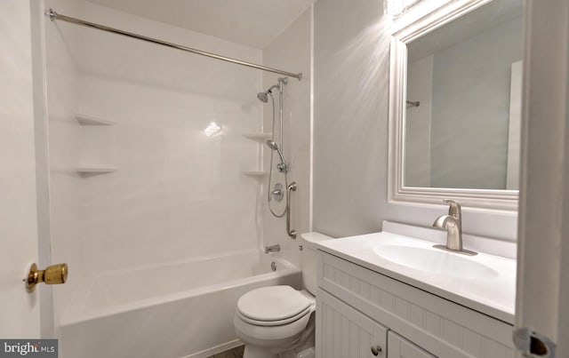 full bathroom with vanity, shower / bathing tub combination, and toilet