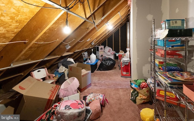 view of unfinished attic