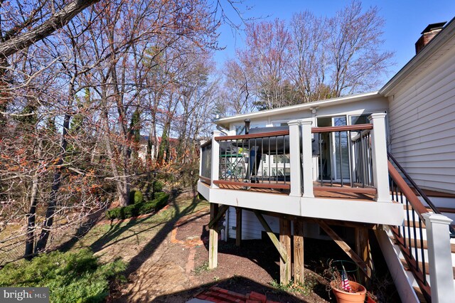 wooden terrace with stairs