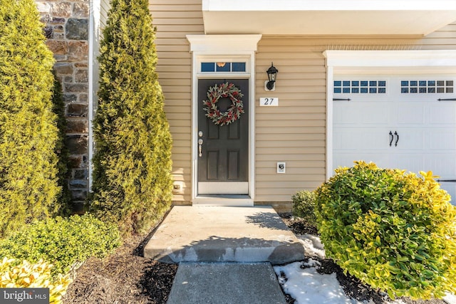 entrance to property with a garage