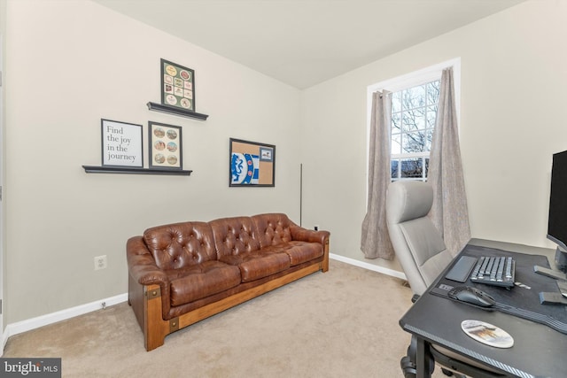 office area with light colored carpet