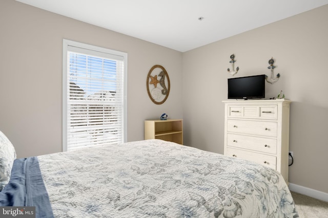 bedroom featuring carpet flooring and baseboards