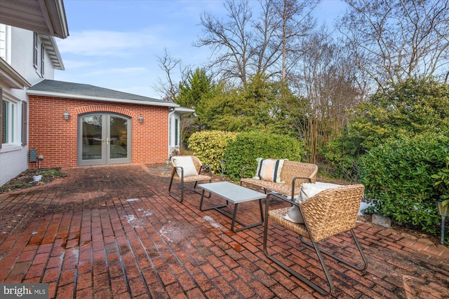 view of patio featuring french doors and outdoor lounge area