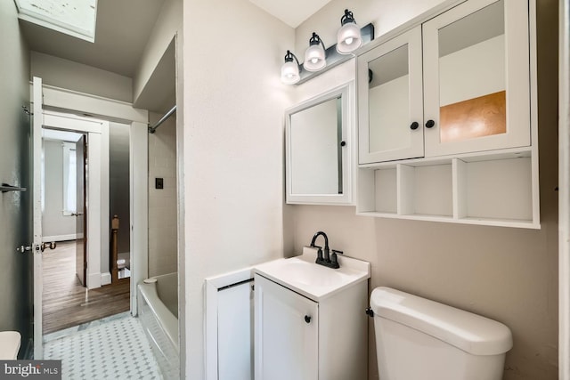 full bathroom with vanity, toilet, and shower / bath combination