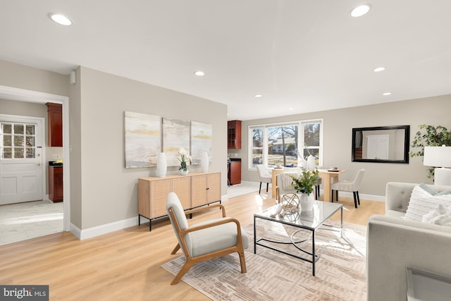 living room featuring light hardwood / wood-style flooring