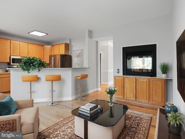 living room with light hardwood / wood-style floors