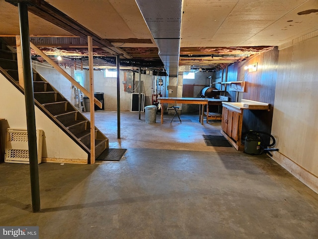 basement with heating unit