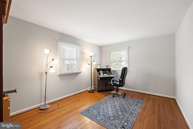 office area featuring hardwood / wood-style flooring