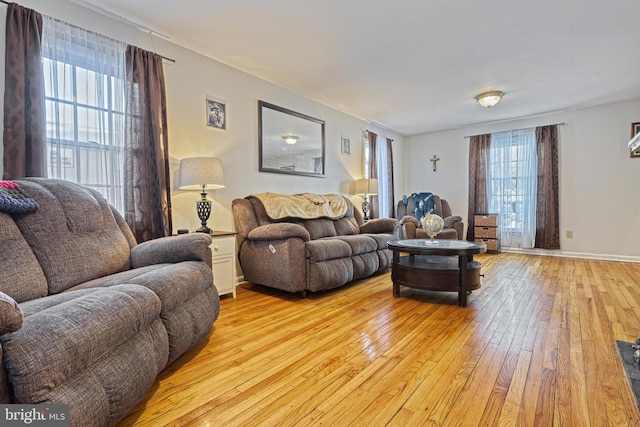 living room featuring light wood-type flooring