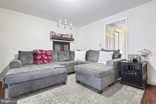 living room with hardwood / wood-style floors