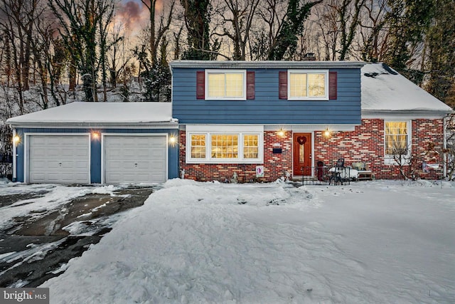 front facade with a garage