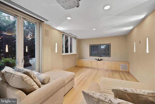 living room featuring light hardwood / wood-style flooring