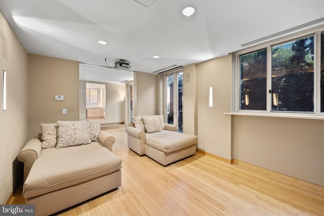 living room featuring light wood-type flooring