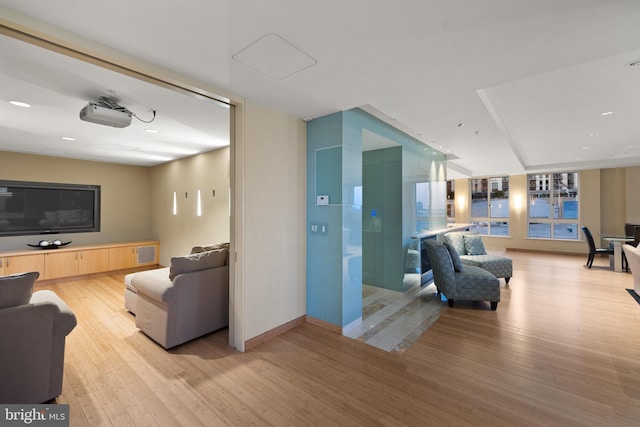 living room featuring light wood-type flooring