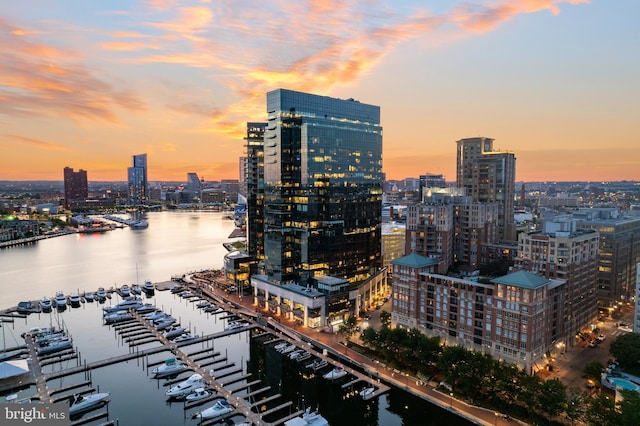 view of city featuring a water view