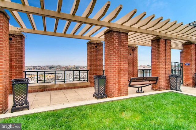 view of patio / terrace featuring a pergola