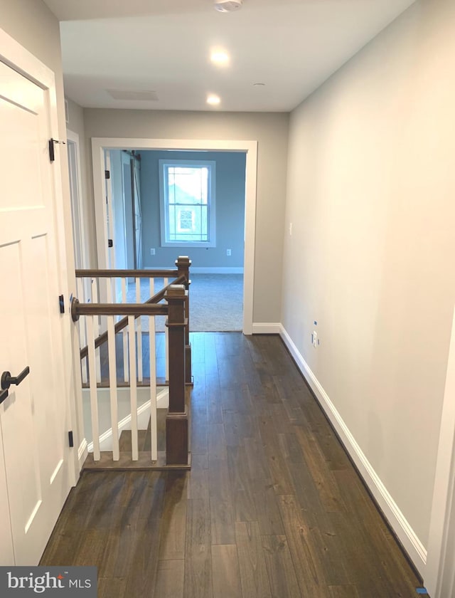 1394 B And A Blvd, Arnold, MD 21012 - corridor featuring an upstairs landing, dark wood finished floors, baseboards, and recessed lighting