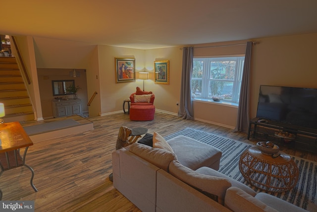 living room featuring hardwood / wood-style floors