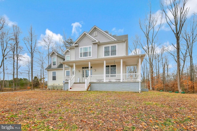 view of front facade featuring covered porch