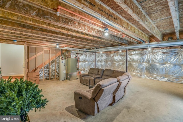 basement with water heater