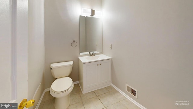 bathroom with tile patterned floors, toilet, and vanity