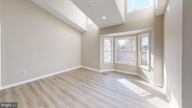 spare room featuring light hardwood / wood-style flooring