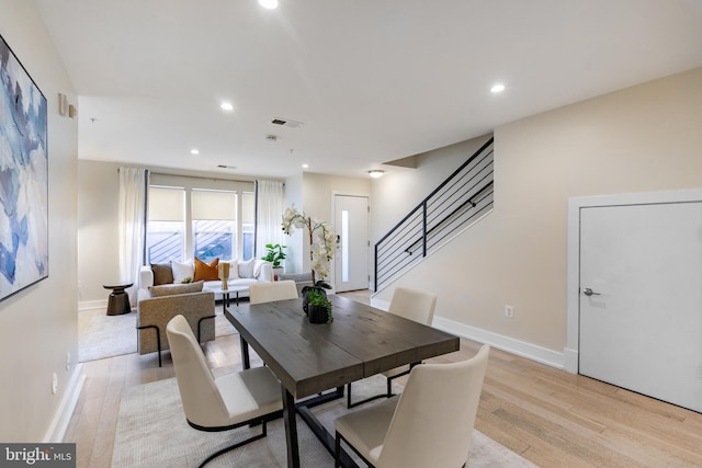 dining room featuring light hardwood / wood-style floors